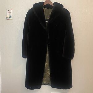 Mint Vintage Black Faux Fur Coat